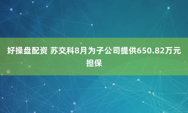 好操盘配资 苏交科8月为子公司提供650.82万元担保